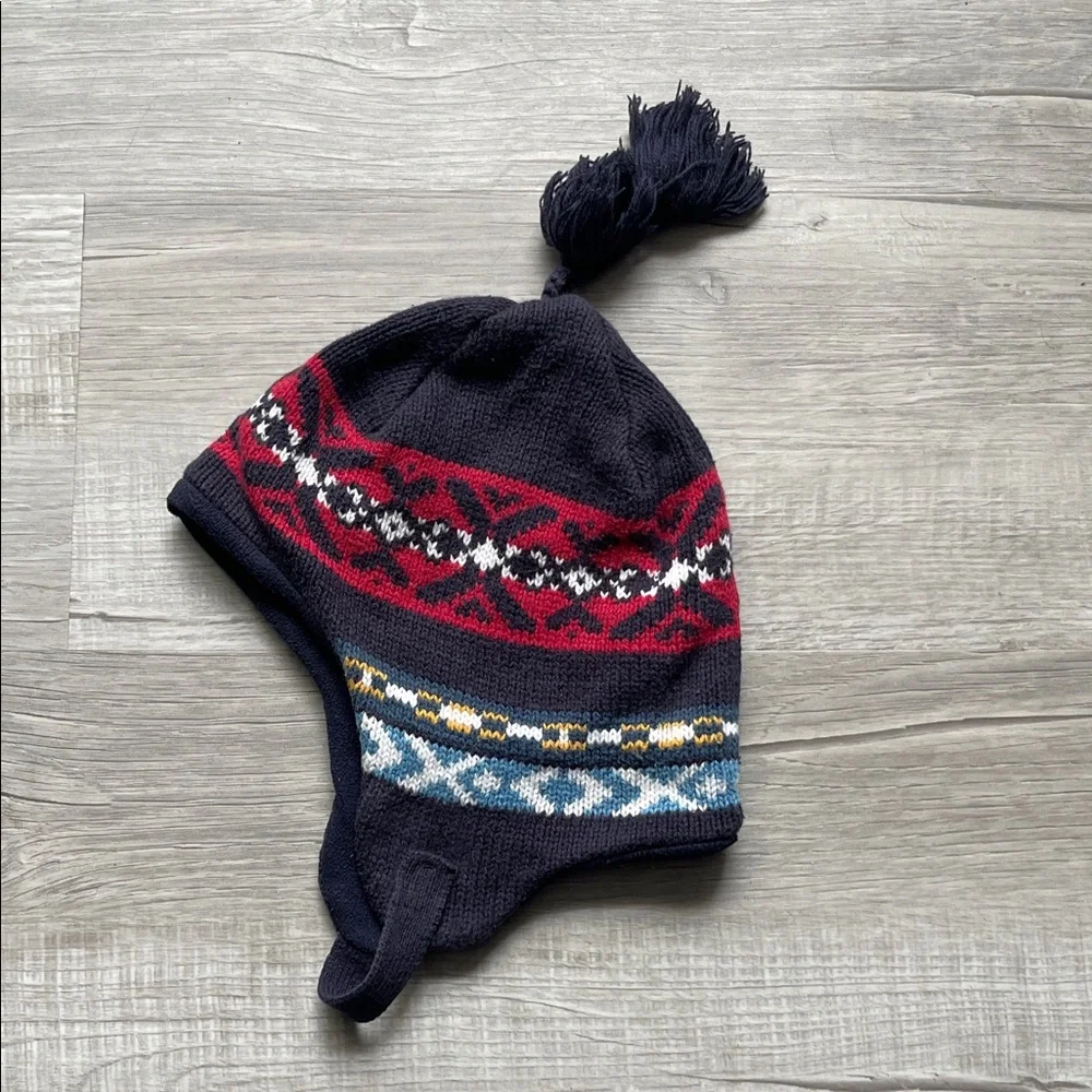 The Children's Place Navy and Burgundy Patterned Hat